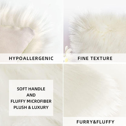 Faux Fur Throw Pillow Covers – Fluffy, Soft & Fuzzy, 46 x 46 cm, Square