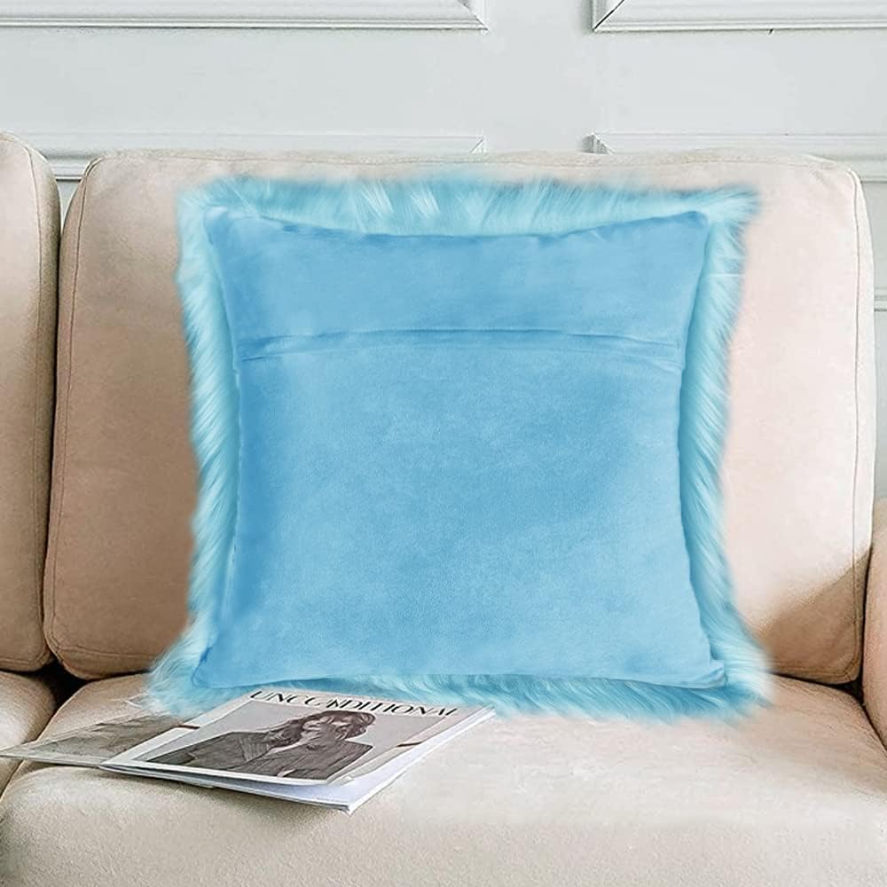 Faux Fur Throw Pillow Covers – Fluffy, Soft & Fuzzy, 46 x 46 cm, Square