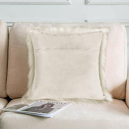 Faux Fur Throw Pillow Covers – Fluffy, Soft & Fuzzy, 46 x 46 cm, Square